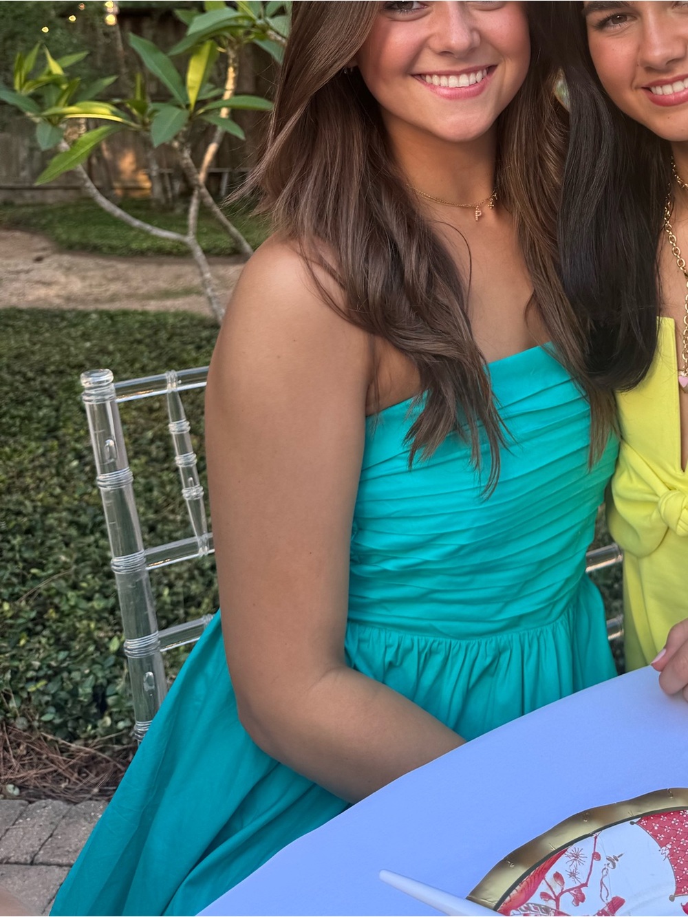 Strapless Teal Party Dress